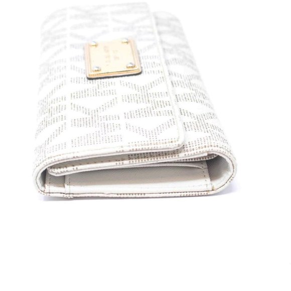 MICHAEL KORS White Canvas TriFold Wallet - Picture 6 of 9